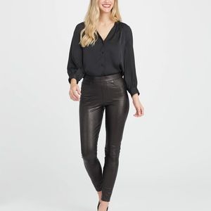 Spanx Leather Like Ankle Skinny Pants- black - NWT